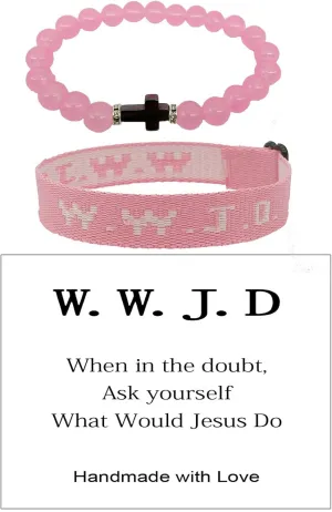 Fuqimanman2020 WWJD Braided Rope Bracelet Cross Crystal Beaded Bracelet Set With Matching Card What Would Jesus Do Religious Christian Faith Jewelry for Women Men