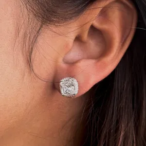 GemSquare Stud Earrings: Sterling Silver
