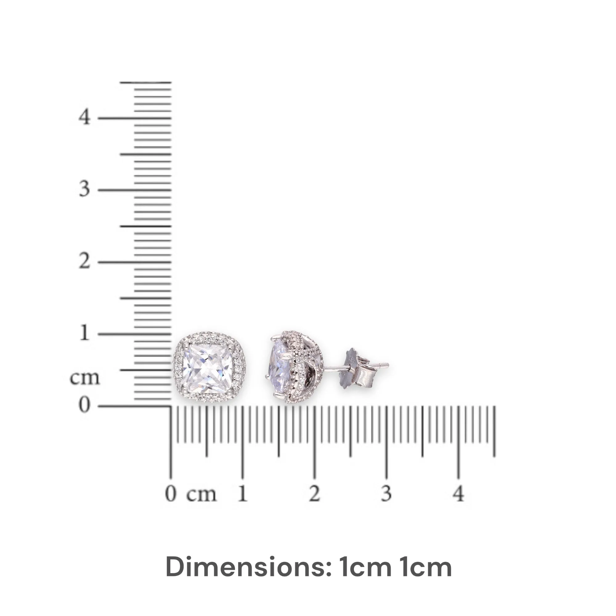 GemSquare Stud Earrings: Sterling Silver