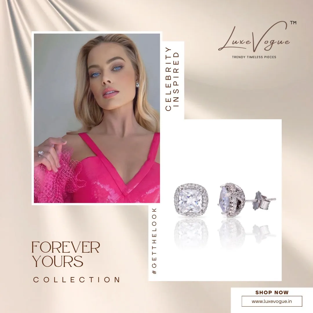 GemSquare Stud Earrings: Sterling Silver