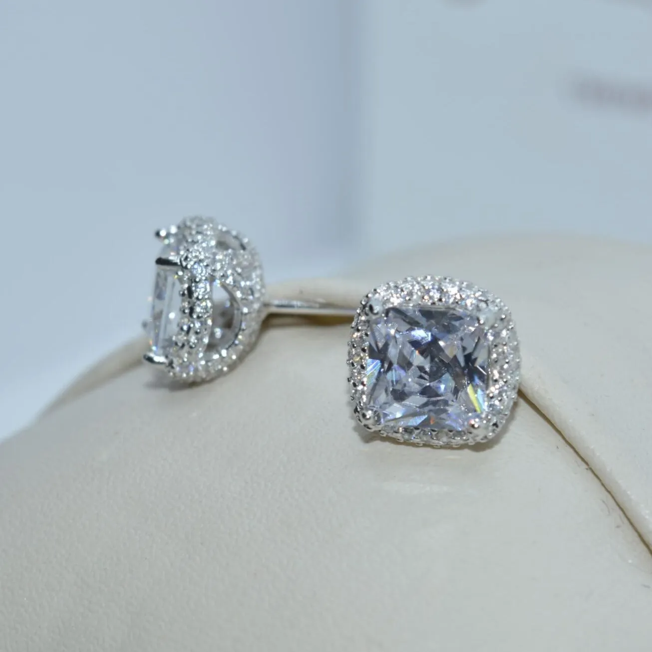 GemSquare Stud Earrings: Sterling Silver