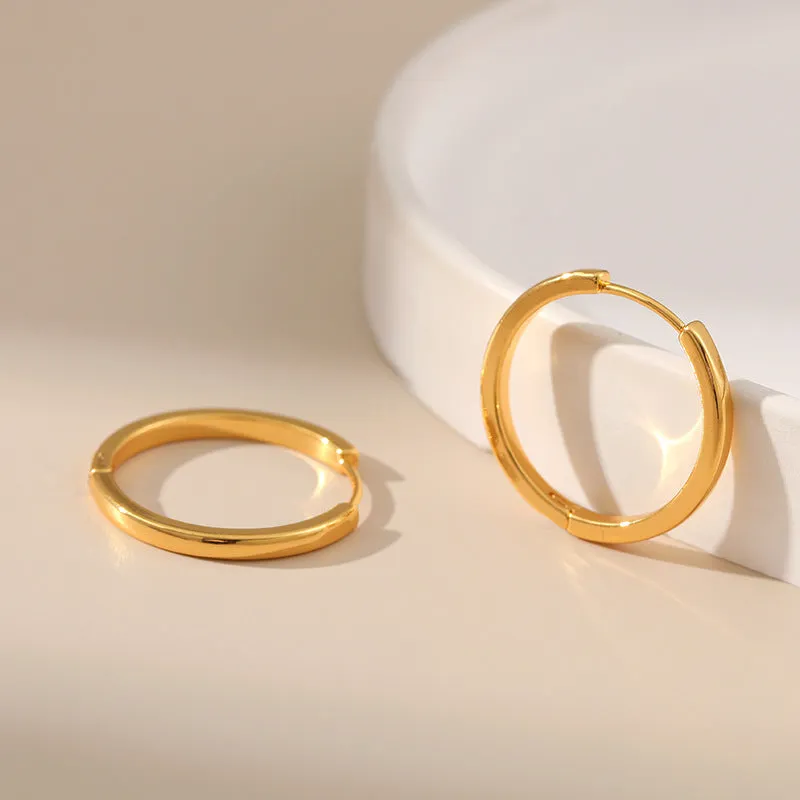 Geometric Round Style Gold Hoop Earrings JLT12840