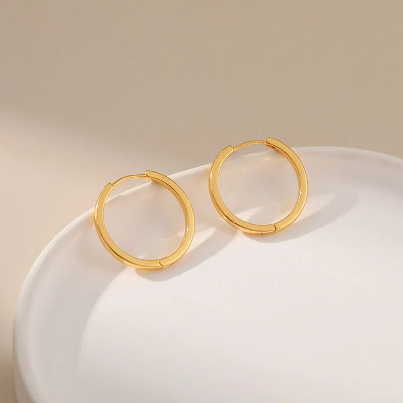 Geometric Round Style Gold Hoop Earrings JLT12840