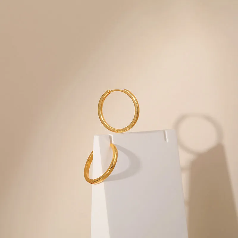 Geometric Round Style Gold Hoop Earrings JLT12840