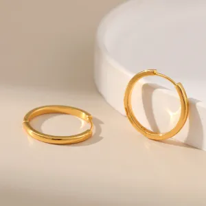 Geometric Round Style Gold Hoop Earrings JLT12840
