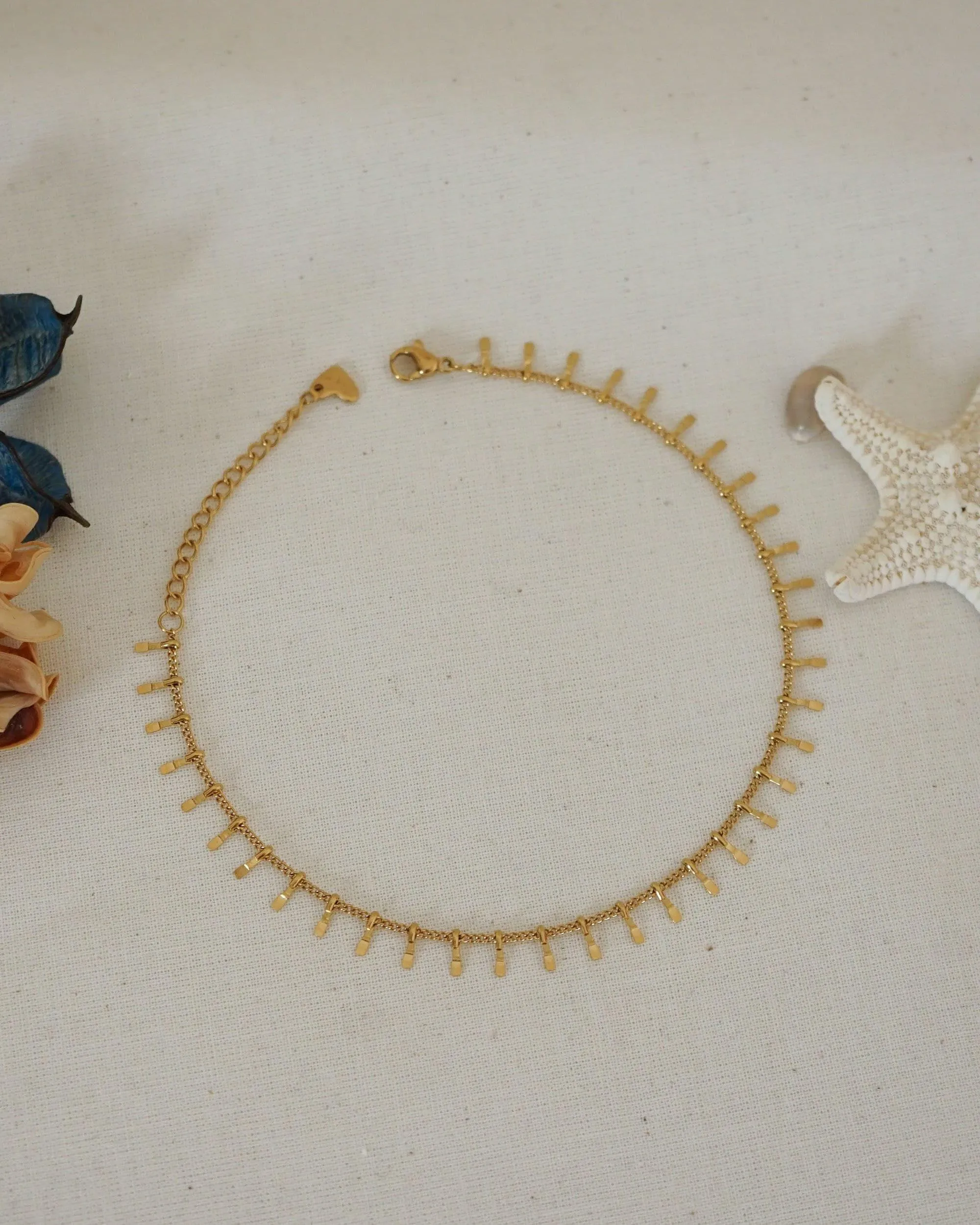 Gold Diamond DiscsBars Chain Anklet