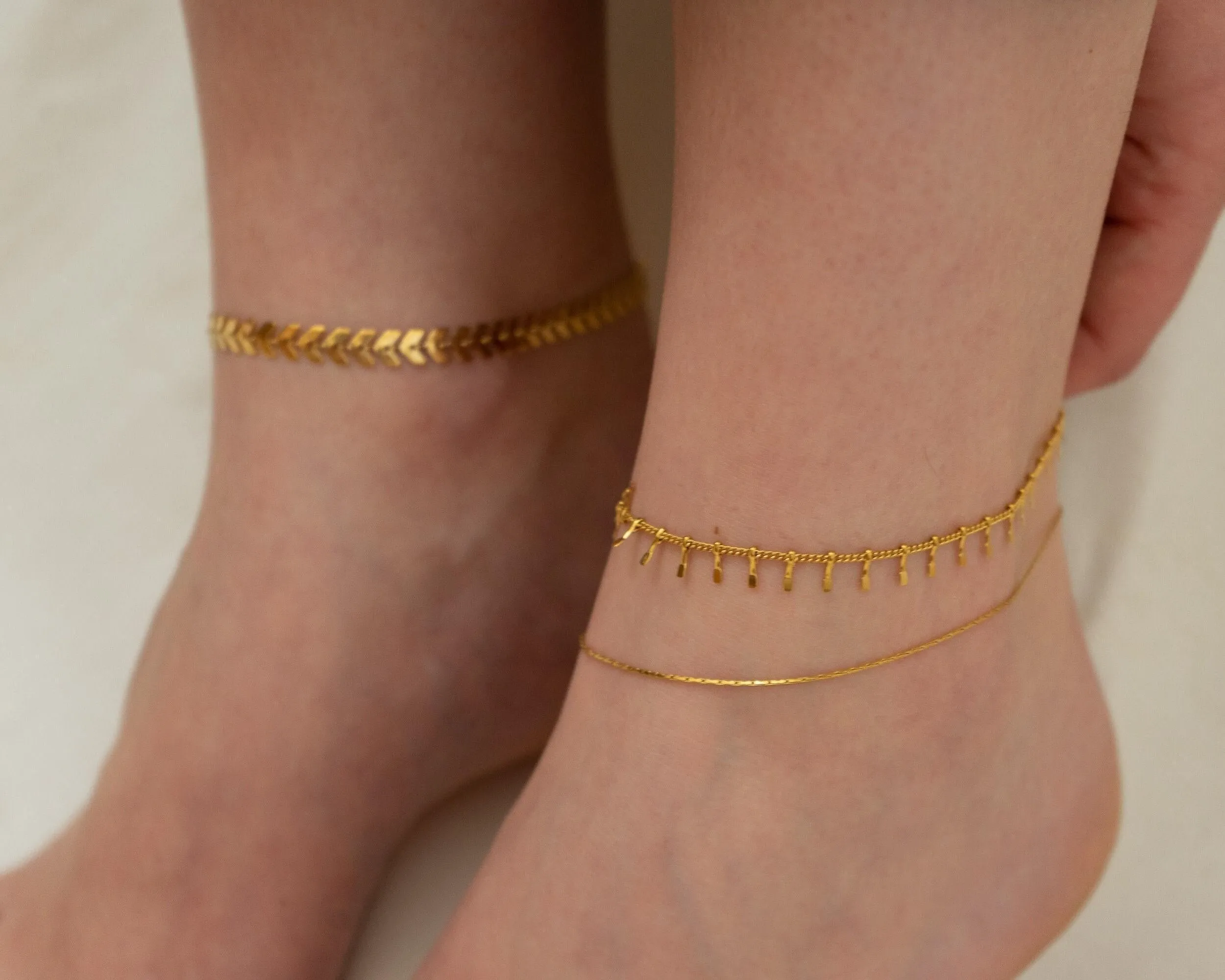 Gold Diamond DiscsBars Chain Anklet