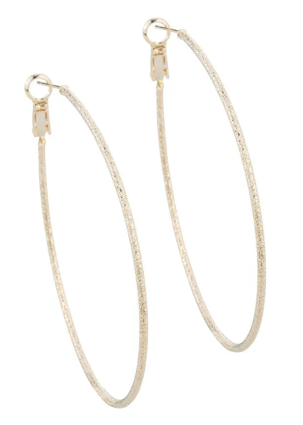 Gold Diamond Dust Tear Drop Hoops