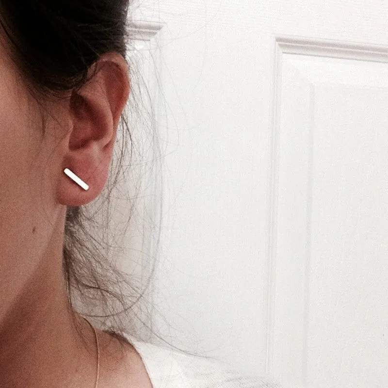 Gold-Dipped Mini Bar Earrings
