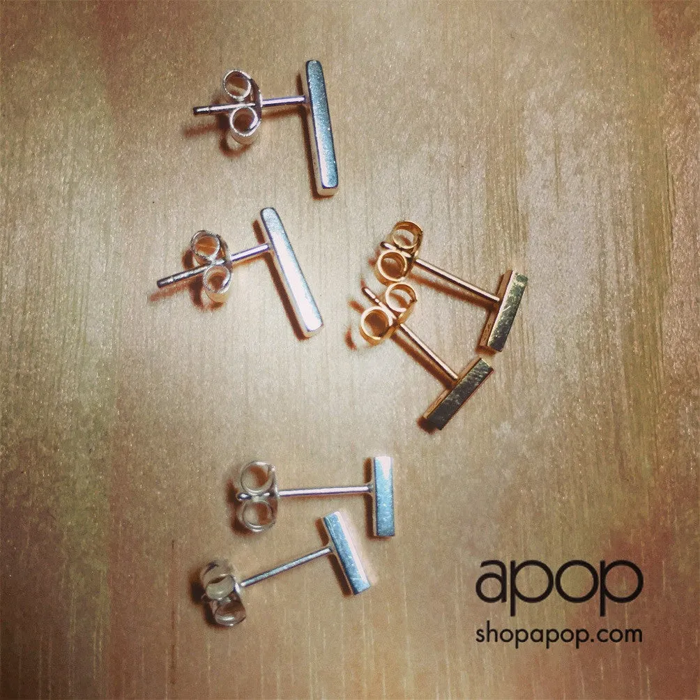 Gold-Dipped Mini Bar Earrings