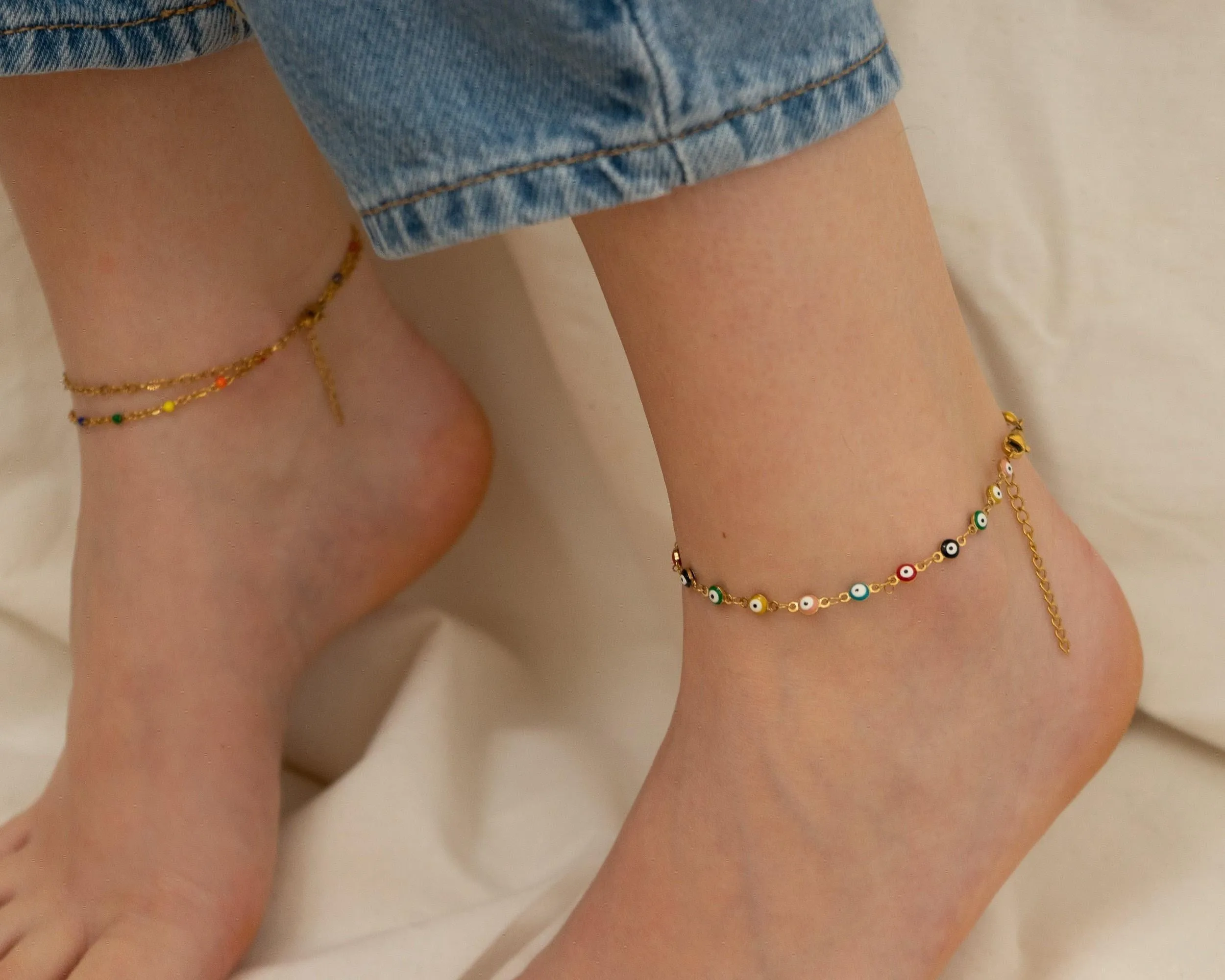 Gold Evil Eye Anklet