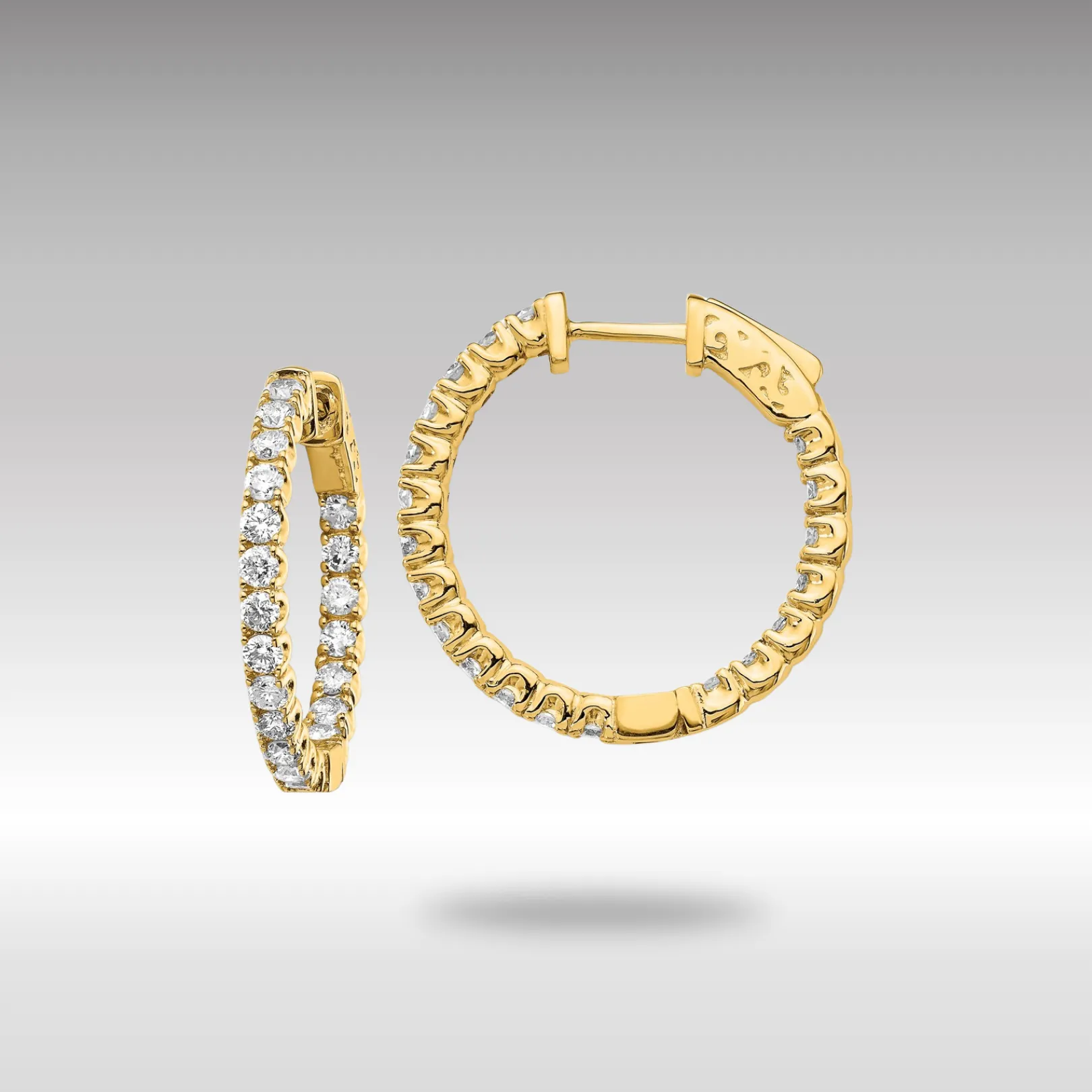 Gold Lab Grown Dia. VS/SI FGH Round Hoop with Safety Clasp Earrings - Model XE2012LG
