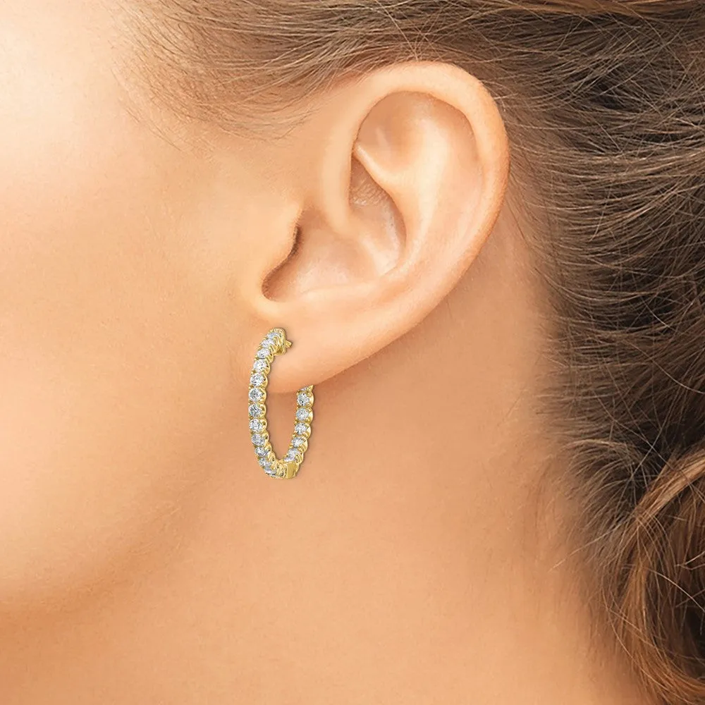 Gold Lab Grown Dia. VS/SI FGH Round Hoop with Safety Clasp Earrings - Model XE2012LG