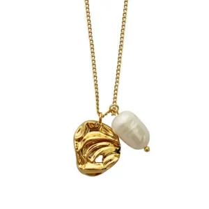 Gold Plated Pearl Nest Drop Necklace