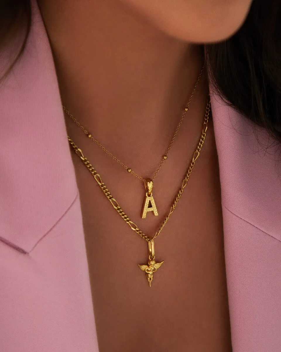 Hammered Initial Necklace (Gold)