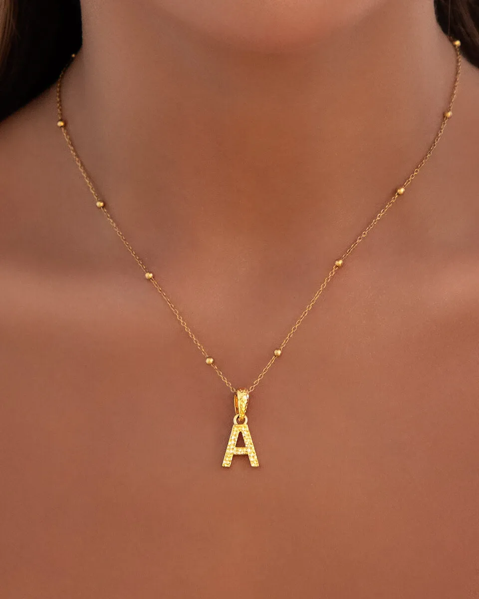 Hammered Initial Necklace (Gold)