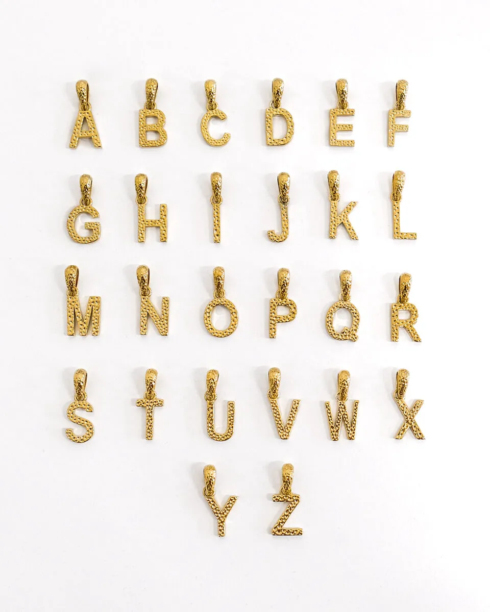 Hammered Initial Necklace (Gold)