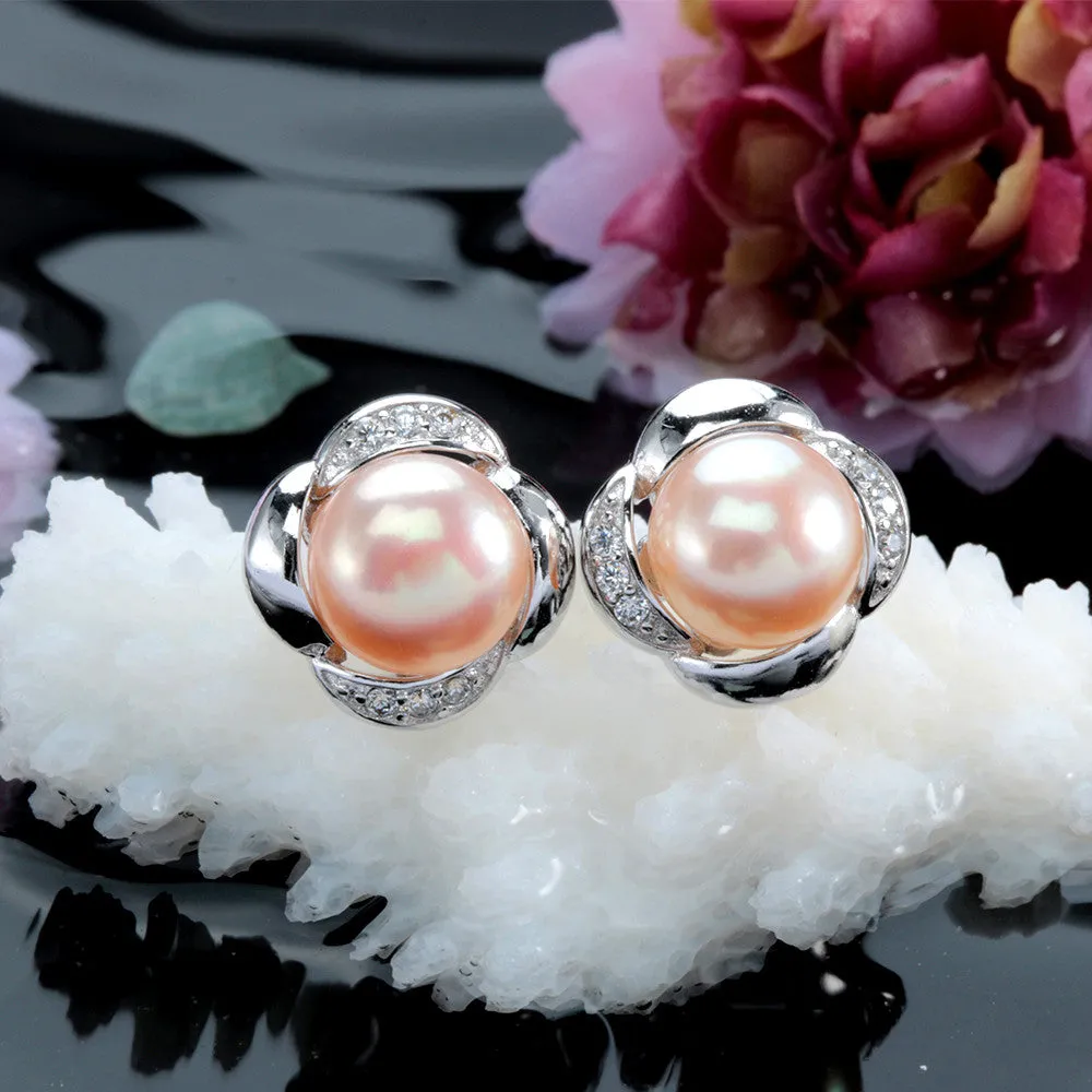 High quality 100% real freshwater pearl earrings for women 925 sterling silver stud earring gift for girlfriend