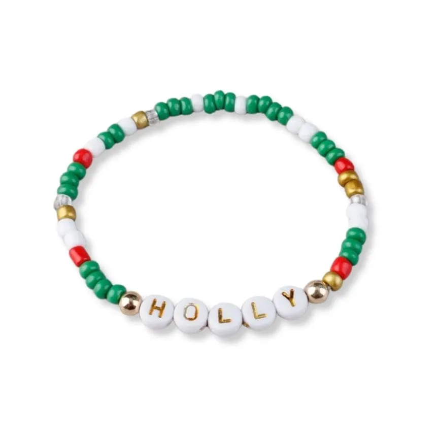 Holly Holiday Beaded Friendship Stretch Bracelets