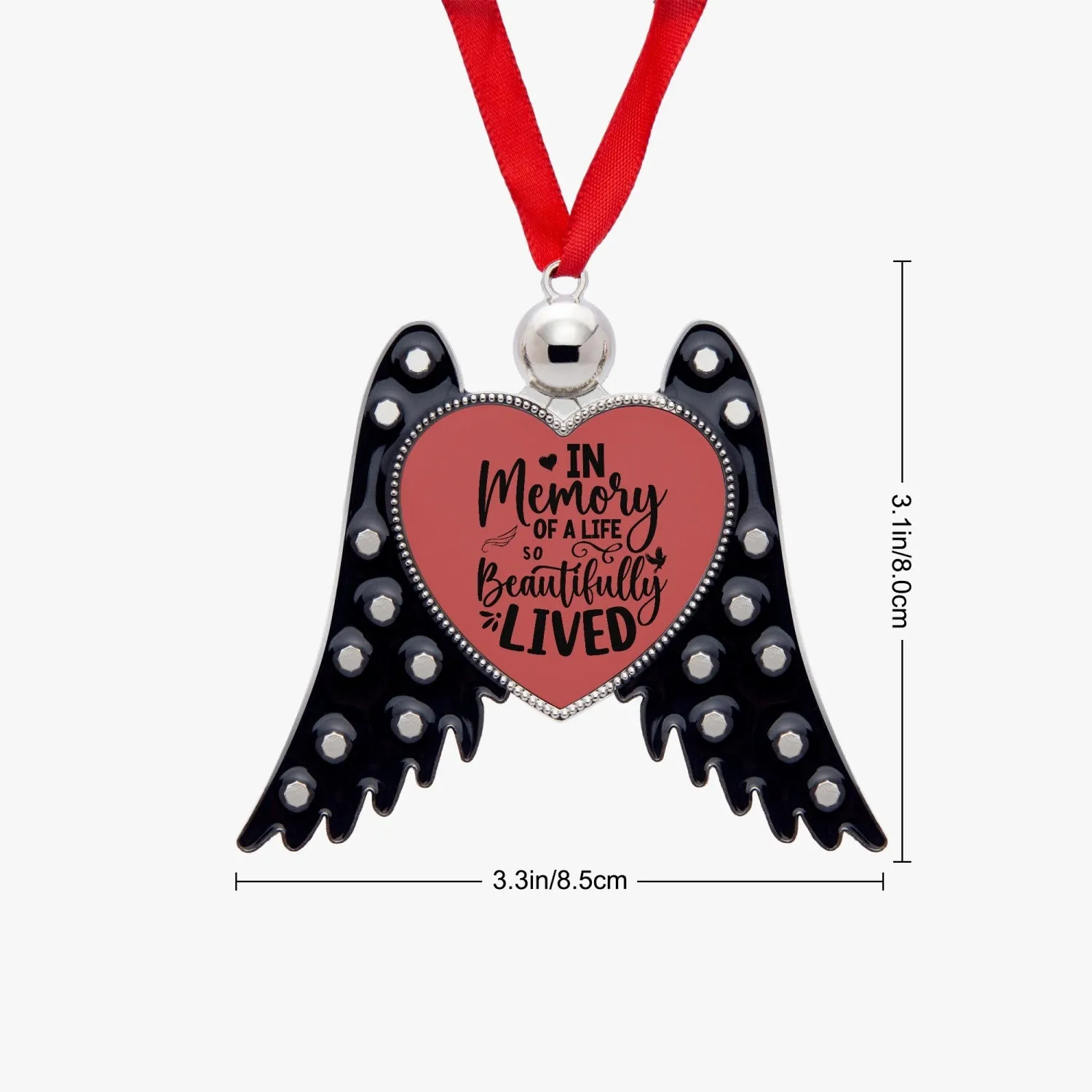 In Memory Angel Wings Ornaments - Heart Shape