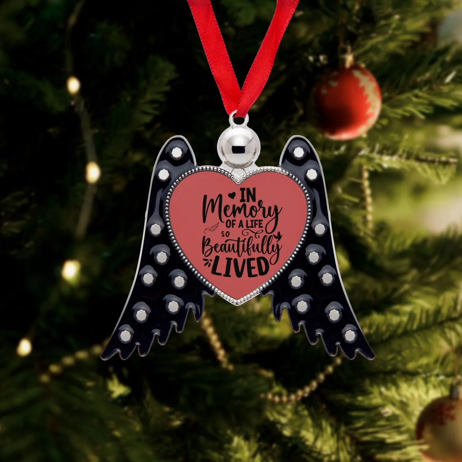 In Memory Angel Wings Ornaments - Heart Shape