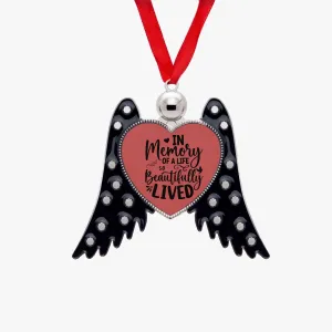 In Memory Angel Wings Ornaments - Heart Shape