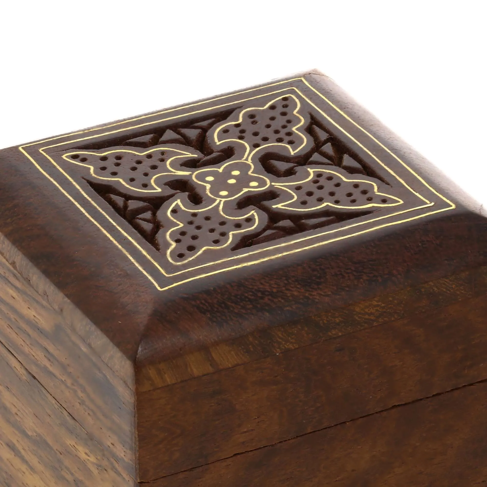 Indian Wooden Box for Jewelry - Perfect for Rings, Earrings, Toe Rings & Cuff Links - Wood Trinket Box
