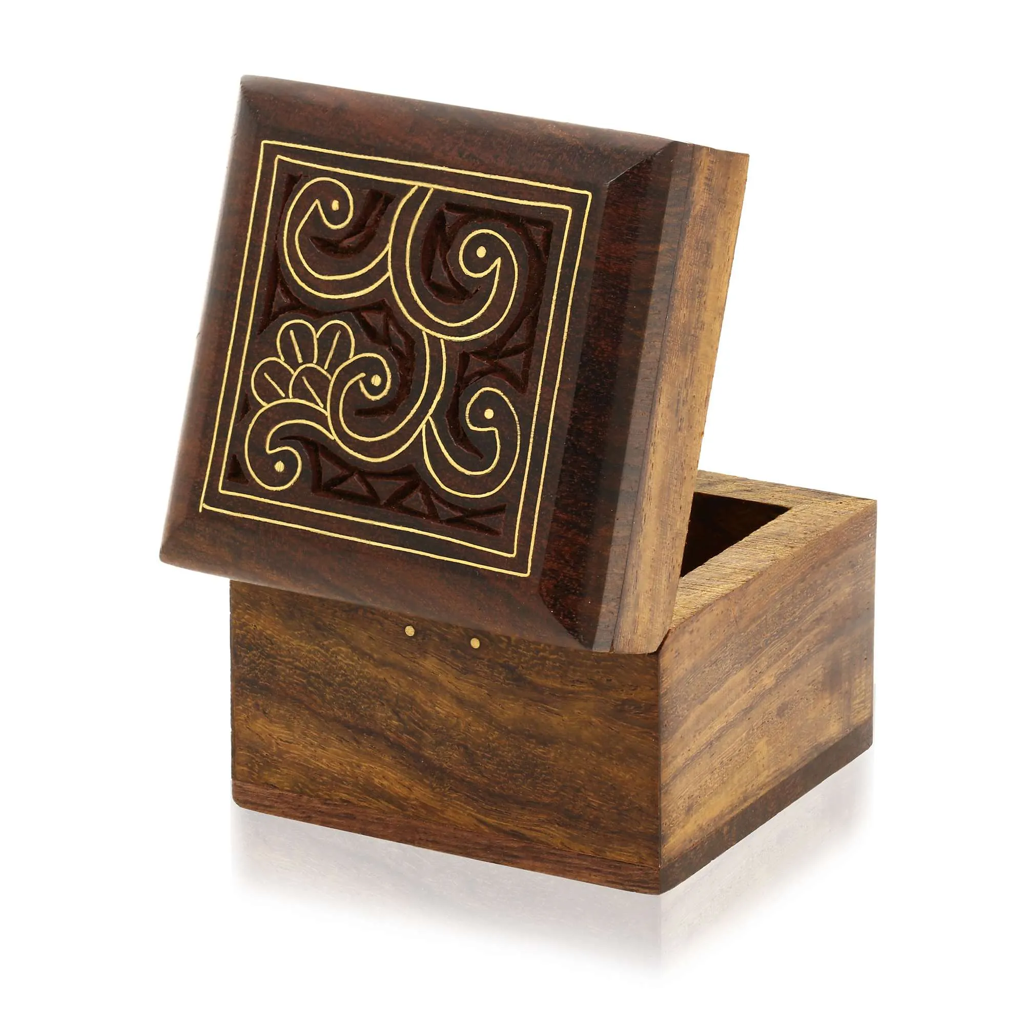 Indian Wooden Box for Jewelry - Wood Trinket Box - Perfect for Rings, Earrings, Toe Rings & Cuff Links