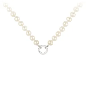 Ivory Knotted Pearl Necklace with Talisman Clip