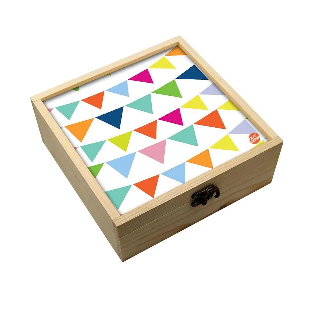 Jewellery Box Wooden Jewelry Organizer -  Colorful Triangle Flag