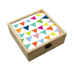 Jewellery Box Wooden Jewelry Organizer -  Colorful Triangle Flag