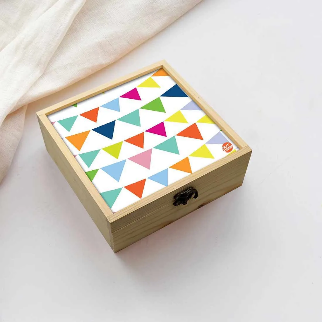 Jewellery Box Wooden Jewelry Organizer -  Colorful Triangle Flag