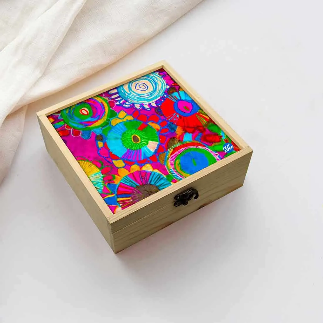 Jewellery Box Wooden Jewelry Organizer -  Floral Drawing