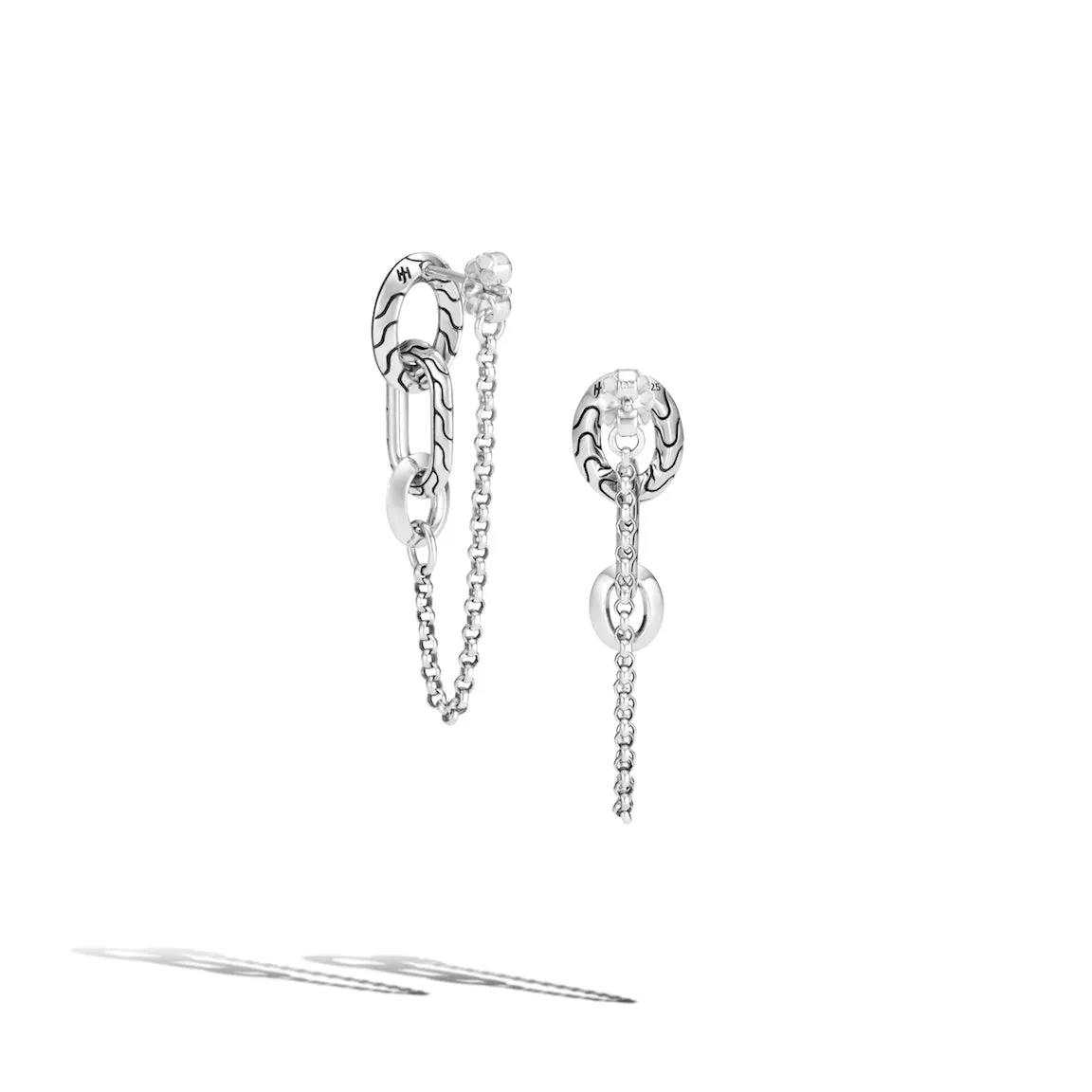 John Hardy Classic Chain Sterling Silver Remix Drop Link Earrings
