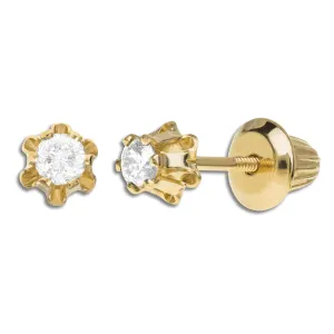 Kiddie Kraft 14KT Yellow Gold 1/7 CTW Round Diamond Childrens Stud Earrings