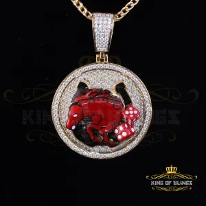 King Of Bling's King OF Bling's 5.00ct Moissanite 925 Enamel Silver Yellow HORSE SHOE Pendant