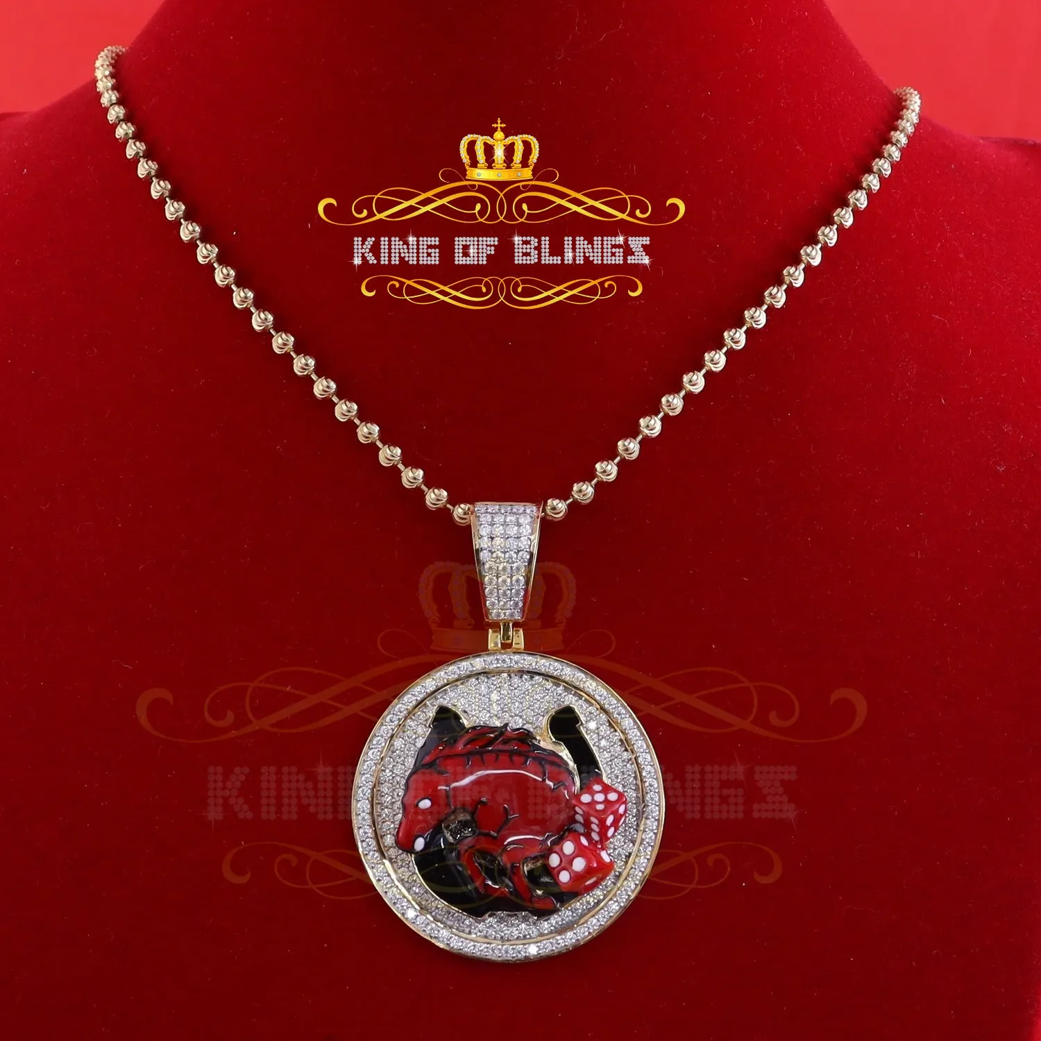King Of Bling's King OF Bling's 5.00ct Moissanite 925 Enamel Silver Yellow HORSE SHOE Pendant