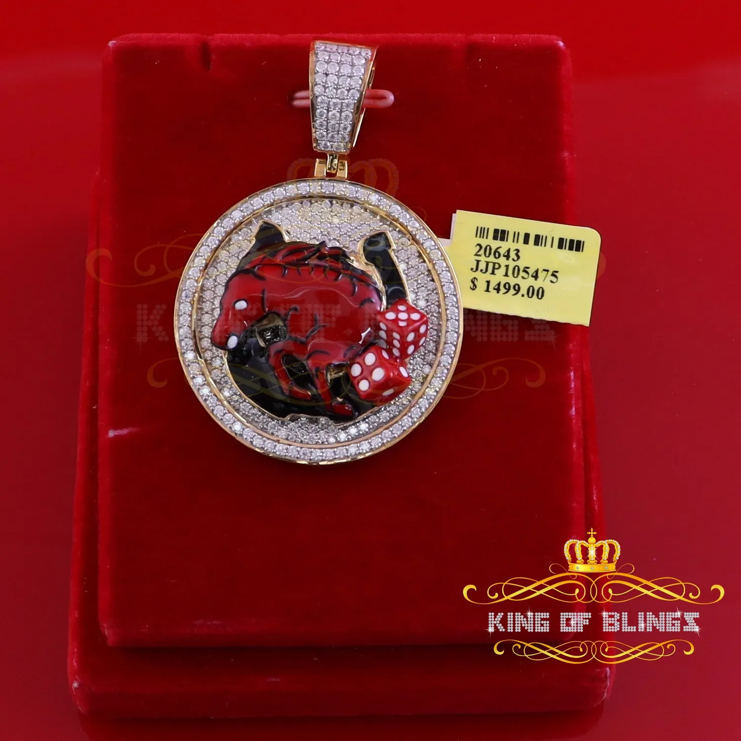 King Of Bling's King OF Bling's 5.00ct Moissanite 925 Enamel Silver Yellow HORSE SHOE Pendant