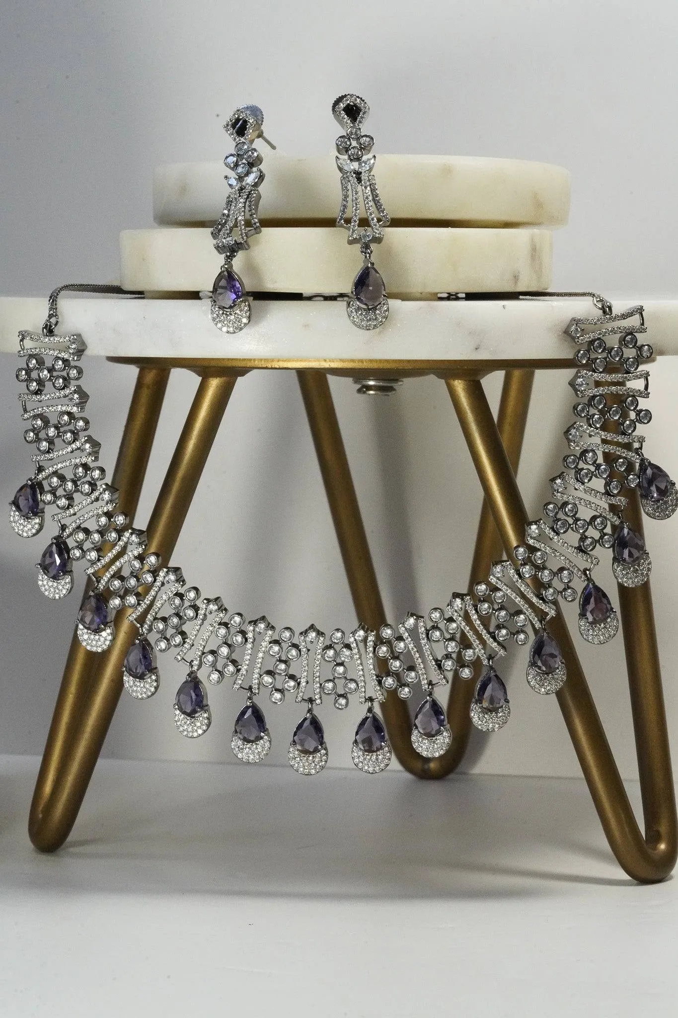 Krippa - Black Plated AD Necklace Set