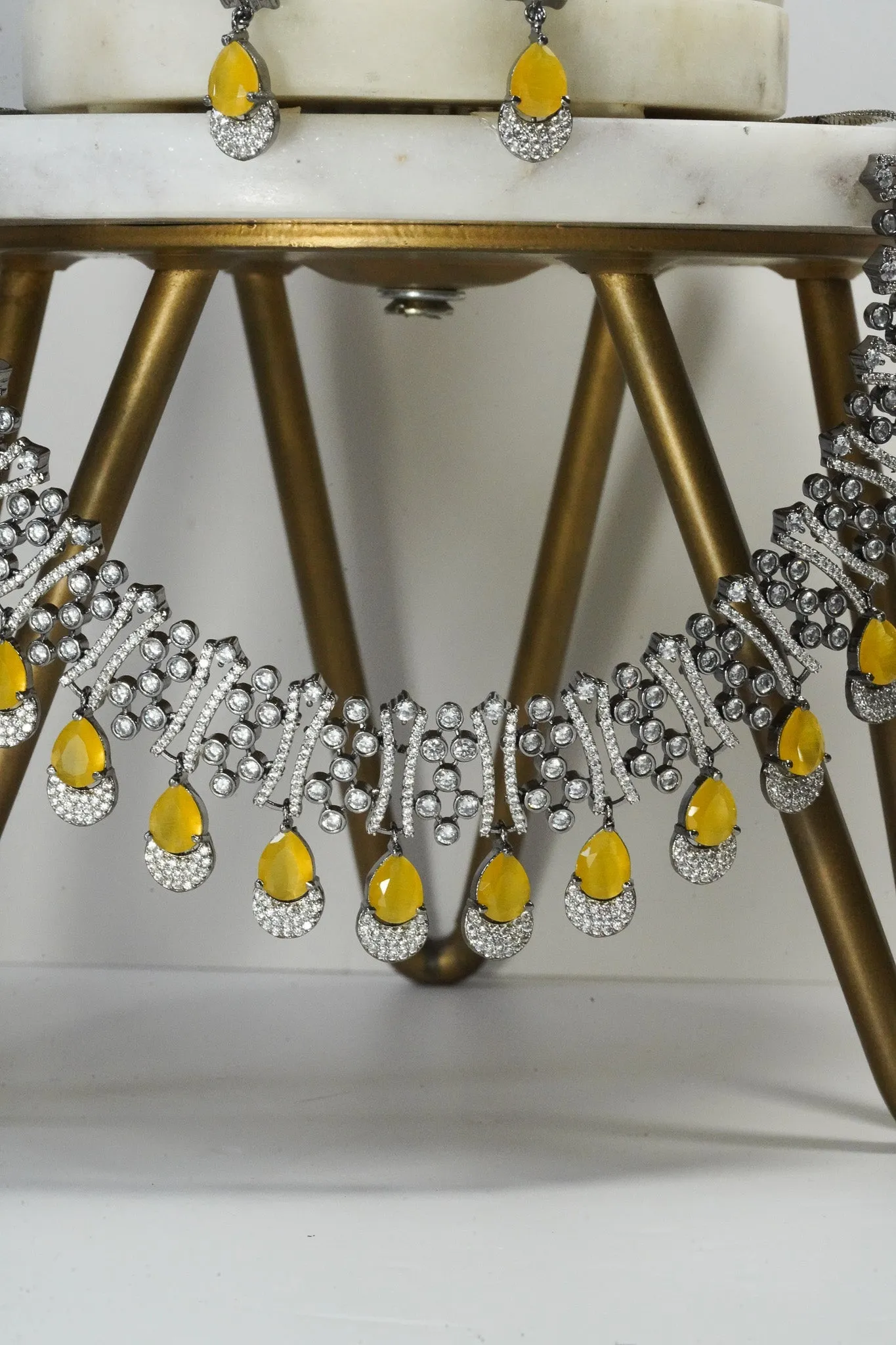 Krippa - Black Plated AD Necklace Set