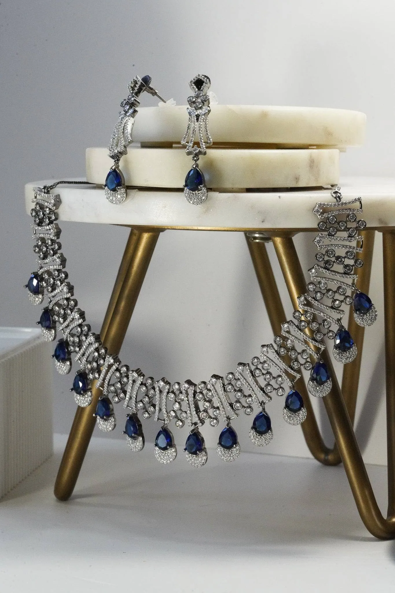 Krippa - Black Plated AD Necklace Set