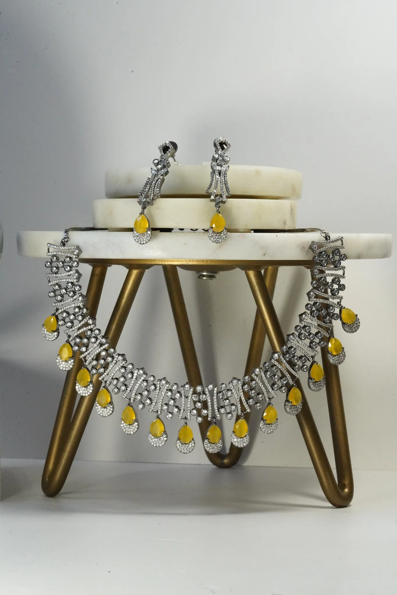 Krippa - Black Plated AD Necklace Set