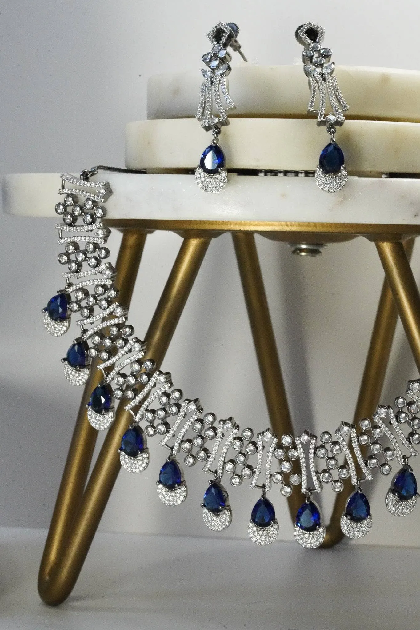 Krippa - Black Plated AD Necklace Set
