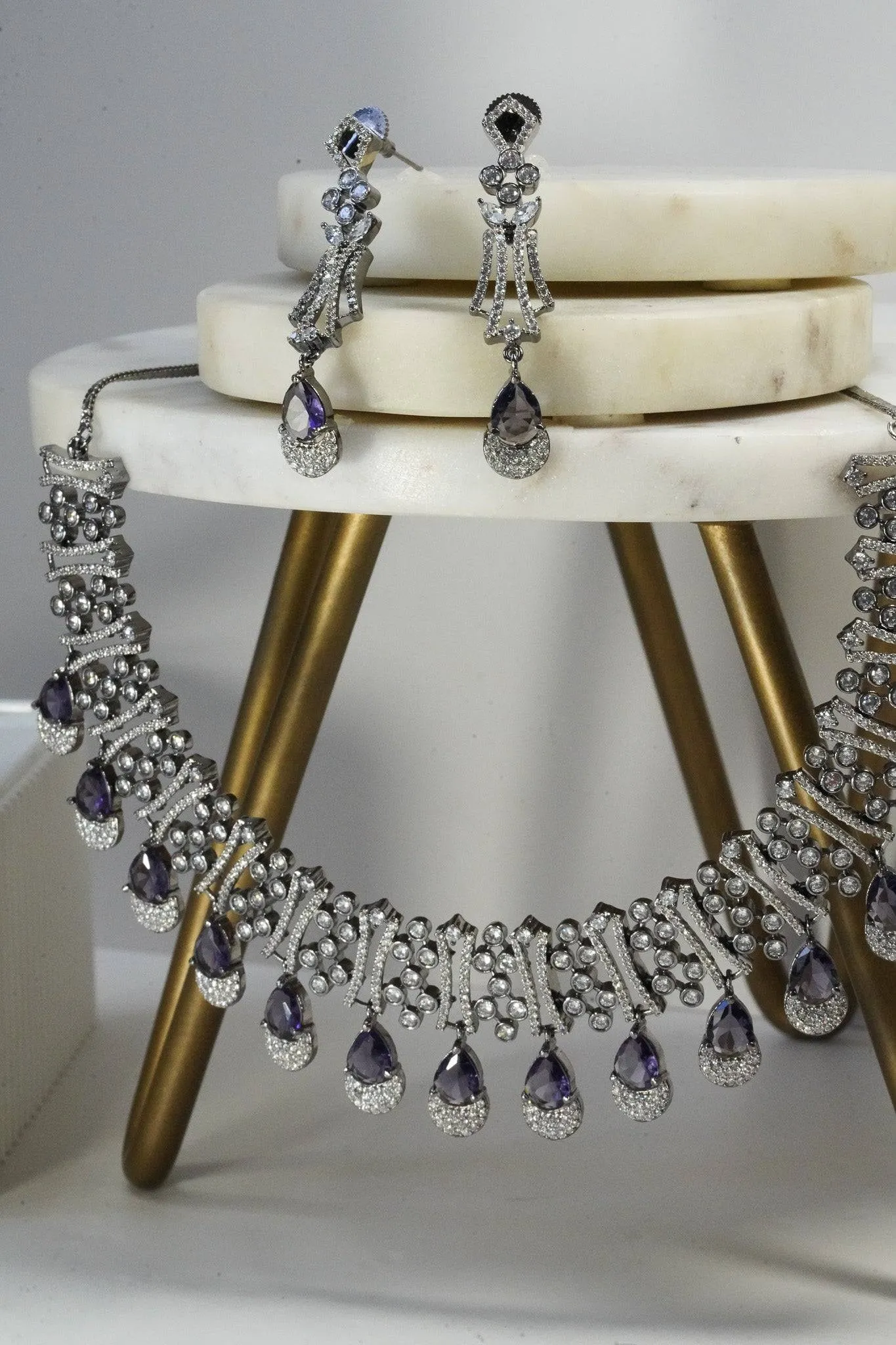 Krippa - Black Plated AD Necklace Set