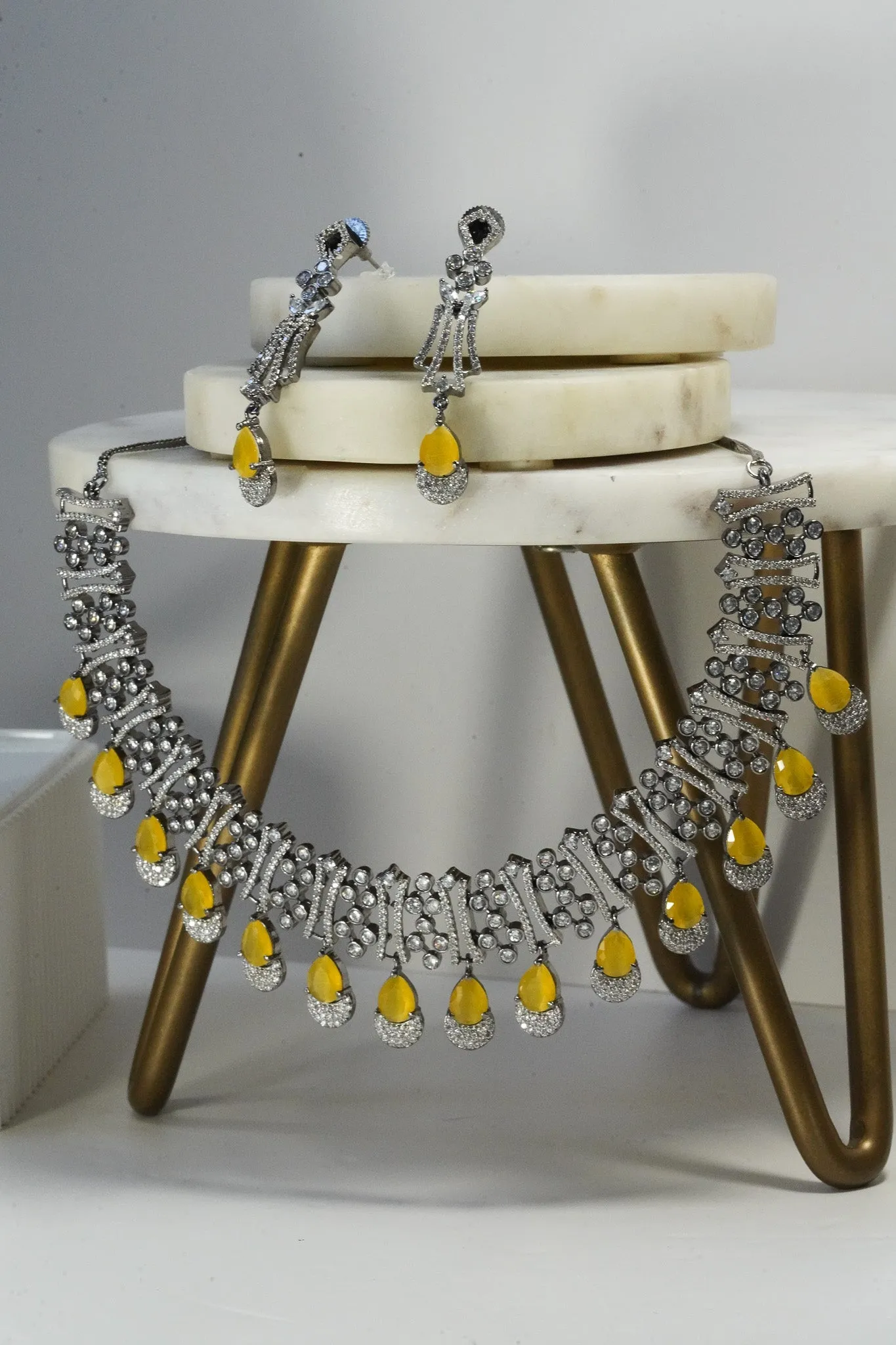 Krippa - Black Plated AD Necklace Set