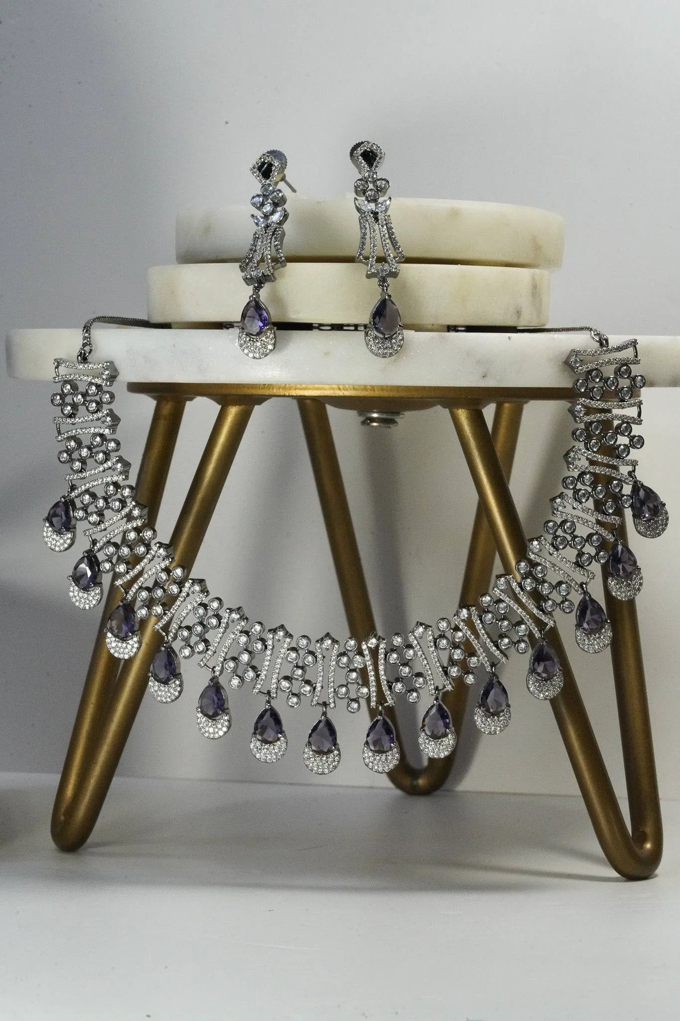Krippa - Black Plated AD Necklace Set
