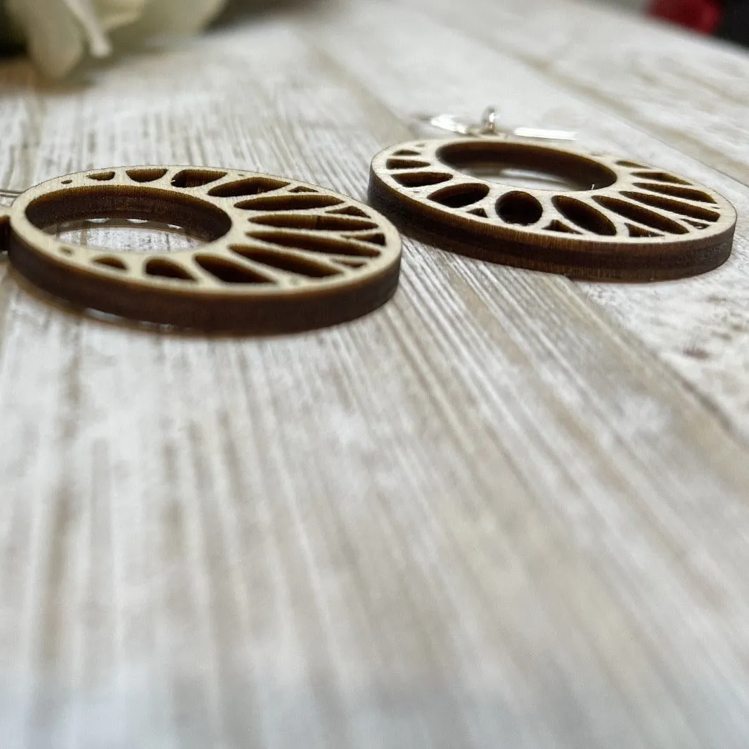 Lightweight|Round|Wood| Dangle |Earrings|Gifts for her