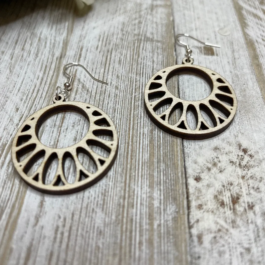 Lightweight|Round|Wood| Dangle |Earrings|Gifts for her