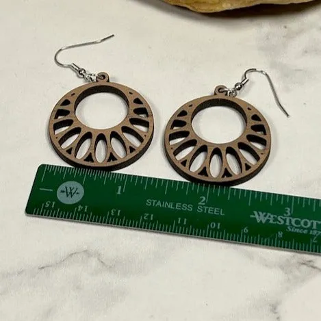 Lightweight|Round|Wood| Dangle |Earrings|Gifts for her