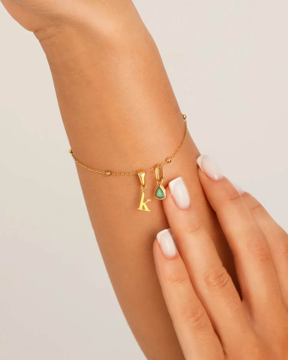 Lowercase Initial Sphere Chain Bracelet (Gold)